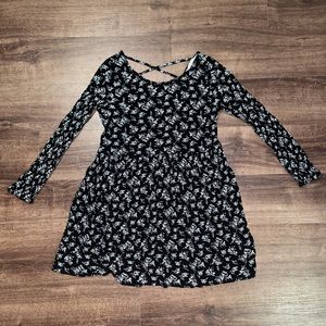 Chloe K black printed babydoll dress